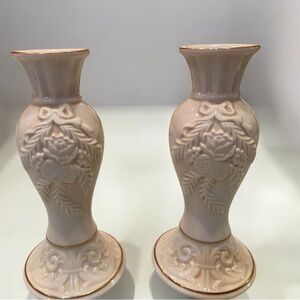 Lenox pair of  Candlesticks  Winter Bouquet Floral  with Gold Trim